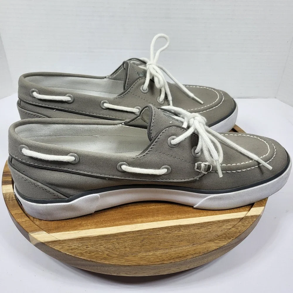 Polo Ralph Lauren Lander P Mens Gray Canvas Boat Shoes Deck Sneakers 8D 00001629